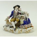 Continental figure group with Sheep: High quality Continental porcelain figure group with sheep on