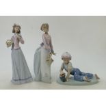 Lladro figurines to include: Innocence in Bloom 7644, All Aboard 7691 and Basket of Love 7622.