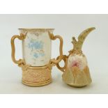 Doulton Burslem embossed Tyg and Ewer: 19th Century Doulton Burslem embossed floral Tyg,