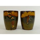 Royal Doulton Kingsware Golfing Beakers: Royal Doulton Kingsware pair of beakers decorated with