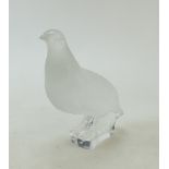 Lalique Grouse paperweight: Lalique frosted Crystal glass Grouse paperweight, height 17.5cm.