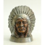Metal J L Tomey Cov Ltd Lorry Mascot: Mascot in the form of an Indian Chiefs Head, height 12cm.