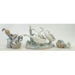 A group of Lladro Figurines to include: Group of Geese,