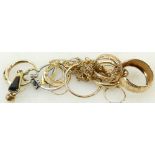 Collection of 9ct gold & gold coloured metal jewellery: Collection of 9ct jewellery,