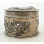 Chinese silver large lidded Pot: Pot with makers mark to base 9cm x 6cm high, 200.