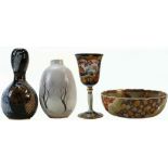19th Century Japanese items: A vase, porcelain goblet,
