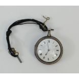 Silver pair cased Verge Pocket Watch, winds & ticks: Silver pair cased verge pocket watch,