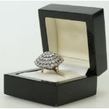 Large Diamond Cluster Ring set in 18ct white gold: A large and impressive diamond cluster ring