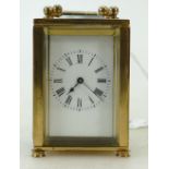 Small brass Carriage Clock: Carriage clock timepiece of small size, no key, not working.