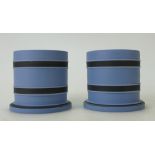 A pair of modern Wedgwood studio style vases in pale blue Jasperware: Hand thrown and turned,
