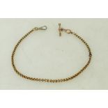 15ct rose coloured metal watch chain: 19th century rose gold coloured metal chain,
