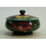 Mis-matched Moorcroft Lidded Powder Bowl: The cover is Leaf and Berry and the base is Hibiscus,