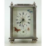 Small silvered Carriage alarm Clock: Carriage clock timepiece & alarm of small size, no key,