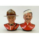 Royal Doulton pair of Canadian Mountie busts: Royal Doulton pair of busts The Royal Canadian