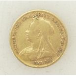 22ct gold HALF Sovereign Coin: Dated 1899.