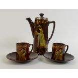 Royal Doulton Kingsware Coffee Pot and Cups: Royal Doulton Kingsware coffee pot with silver collar