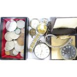 A collection of Gents vintage Watches coins etc: Gents vintage military pocket watch,