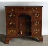 18th century Mahogany Knee Hole Desk: Desk size 79 x 43 x 79cm.