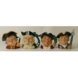 Royal Doulton small Character Jugs: Town Crier D6537, Guardsman D6575,