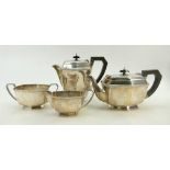 Silver Tea Set: 4 piece hallmarked silver tea set, clear hallmarks for Sheffield 1947.