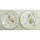 Pair of 19th century Dresden plates: Pair of 19th century plates decorated with flowers,