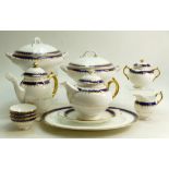 Coalport Gilt & Cobalt Blue Pattern Dinner Service to include: Part tea & part coffee set,