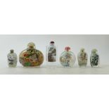 A collection of Chinese glass Perfume Bottles: Collection of Chinese perfume bottles decorated with