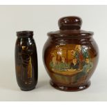Royal Doulton Kingsware Tobacco Jar & cover and small vase: Royal Doulton Kingsware tobacco jar &