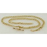 9ct flat curb link Necklace: 9ct gold flat curb necklace, length 46cm, 9.1 grams.