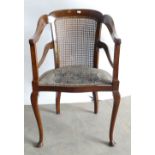 Early 20th century Bergere salon chair on Queen Anne legs: