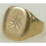 9ct gold gents Signet Ring, 8.6 grams.