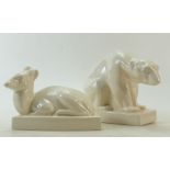 Later Wedgwood John Skeaping Cream ware Polar Bear & Duiker: Height of tallest 19cm