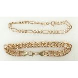 9ct Rose gold Bracelets: Two 9ct Rose gold bracelets,13 grams.