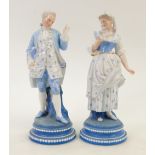 A pair 19th century porcelain figures of a Gentleman and a Lady: 19th century figures with anchor