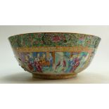 Early 19th Century Chinese Canton Enamelled Punch Bowl: Bowl decorated with court scenes,