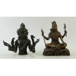 Thai bronze Buddha statues: 20th Century Thai/Tibetan bronze many hand Buddha figures, tallest 23cm.
