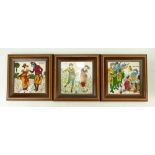 Minton Tiles decorated with Nursery Rhyme scenes: Three Minton coloured tiles one Old King Cole,