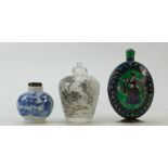 A collection of Chinese Perfume Bottles: Collection of Chinese perfume bottles comprising glass