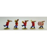 Royal Doulton Bunnykins Figures from the Oompah Band: Figures in a red colourway comprising