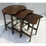 Edwardian Mahogany Kidney shaped nest of three tables: Edwardian Mahogany Kidney shaped nest of