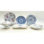Collection of early English pottery: Group of English pottery including 3 blue & white pearlware