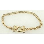 9ct gold modern Bracelet: Clasp set with gem stones, 6.3 grams.