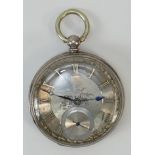 Gents silver cased Pocket Watch: Silver gents key wind pocket watch with fusee movement and