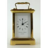 Small brass Carriage Clock: Carriage clock timepiece of small size, no key, but using a spare key,