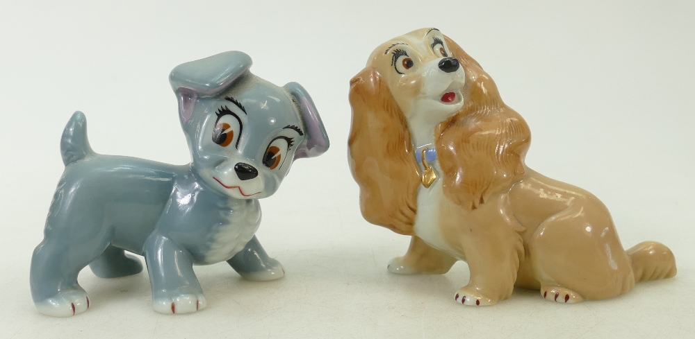 Two Wade blow up Disney characters Scamp & Lady. Measuring 10cm & 11cm high.