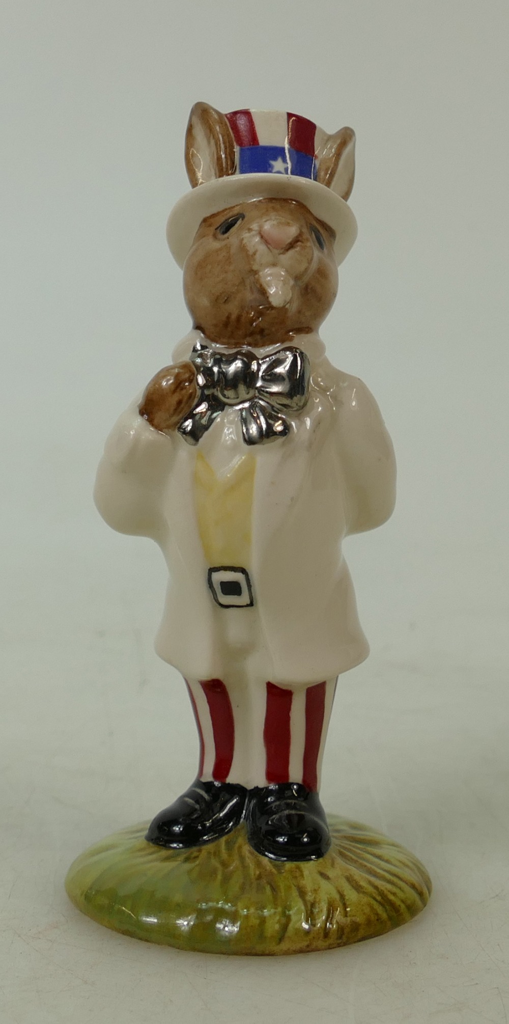 Royal Doulton Bunnykins figure DB50: Uncle Sam, in a white colourway by Royal Doulton.