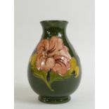 Moorcroft Hibiscus on Green Ground Vase: Height 20cm
