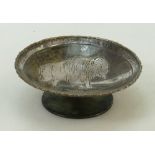 French Loys of Paris Art Deco Silvered Bronze Small Tazza: With Buffalo decoration,