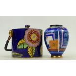 Carlton Ware Art Deco Geometrica and Melange Items: Geometrica patterned vase,