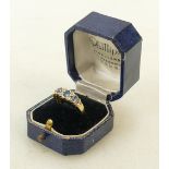 18ct Antique gold Diamond and Sapphire ladies ring: Ring size M, 2.4 grams.